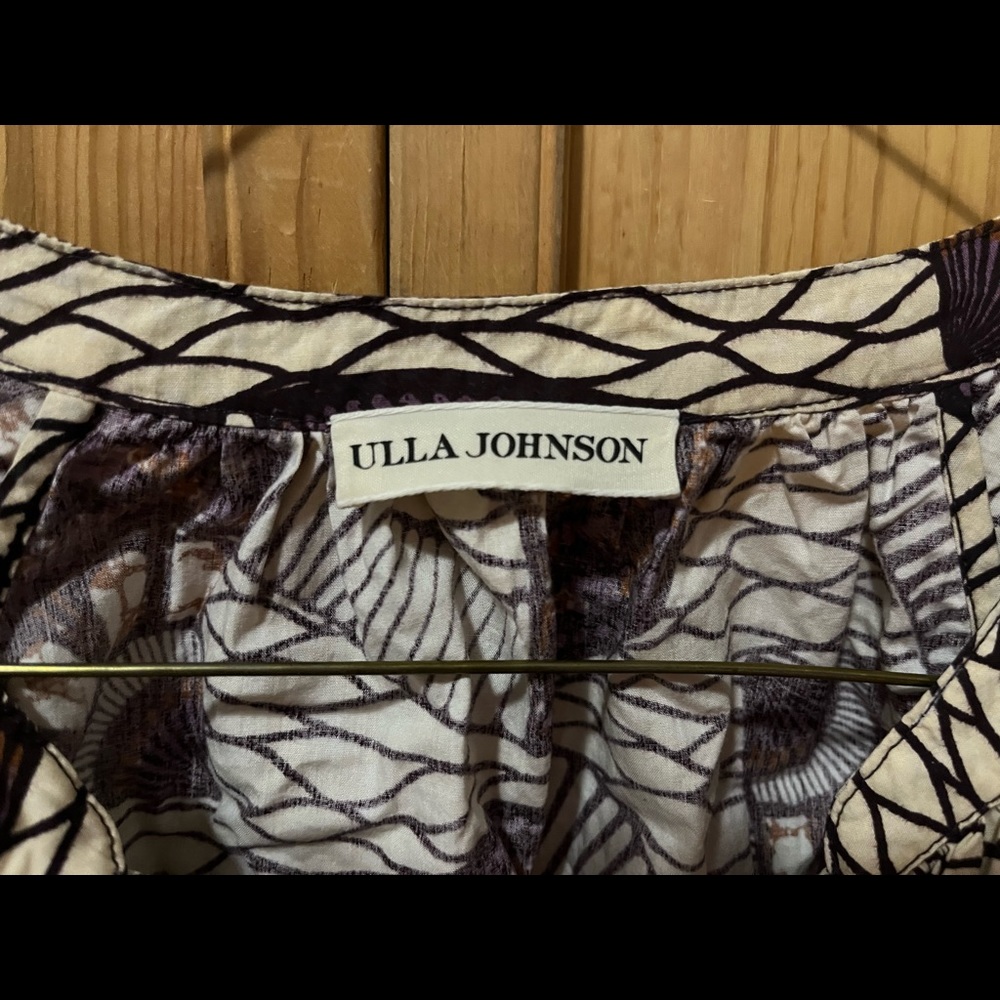 Ulla Johnson Ivory Blouse with Purple and Black Fan Print - Picture 7 of 9